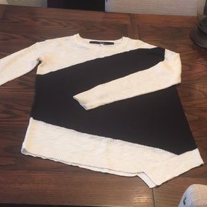 Black and white asymmetrical tunic sweater